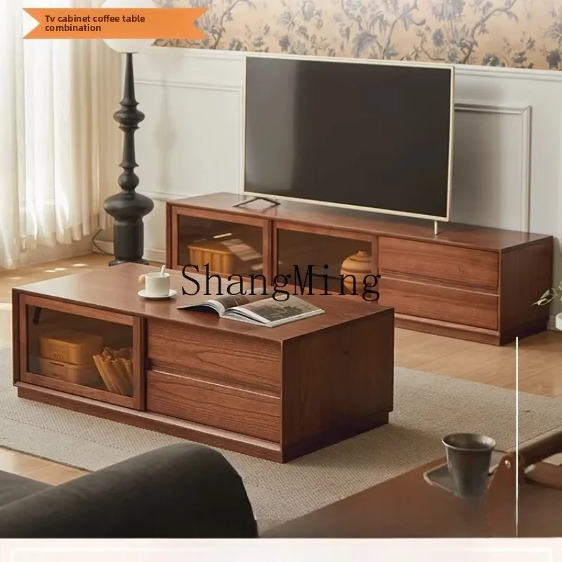 ZYY طاولة قهوة منزلية لغرفة المعيشة من الخشب الصلب وخزانة تلفزيون وخزانة تخزين بسيطة وحديثة #1