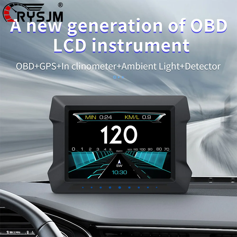

P22 Car OBD+GPS Head Up Display Car OBD HUD Voltage Fuel Consumption Speedometer Oil Temp Car Electronics Accessories With Alarm