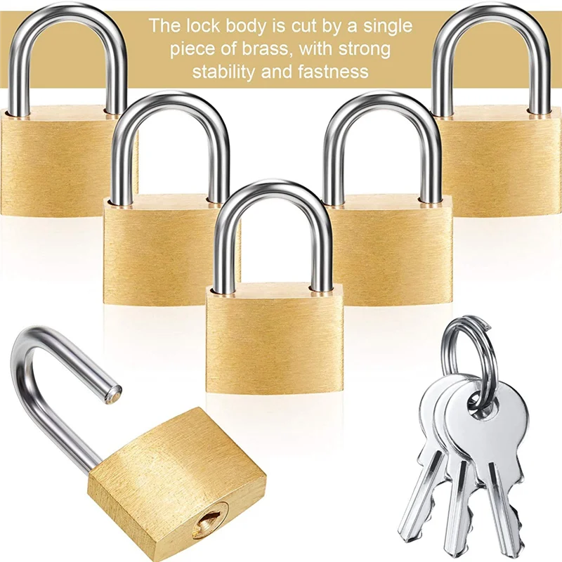 B60A12 Pack Mini Padlock Small Padlock Solid Brass Locks with 3 Key for Luggage Lock,Backpack,Gym Locker Lock,Suitcase Lock