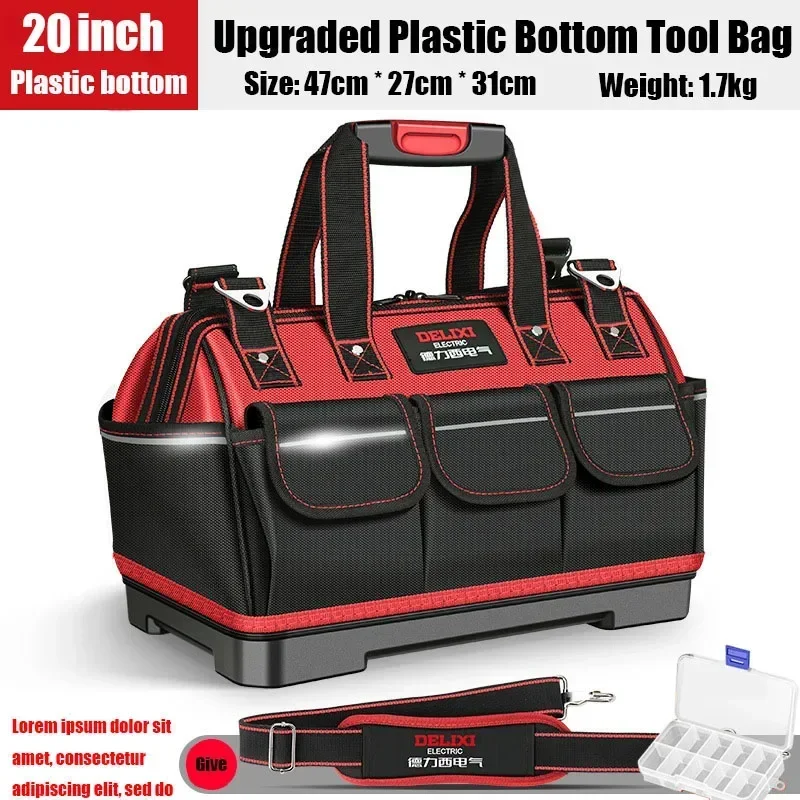 Professional Tool Bag 1680D Oxford Cloth Electrician Wrench Waterproof Working Multifunction Organizing Storage Tool Bag