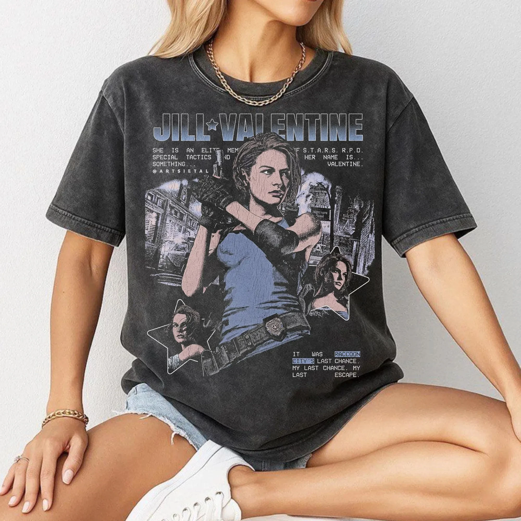 Jill Valentine RE-Inspired Tee | Video Game Heroine Graphic Women Clothes