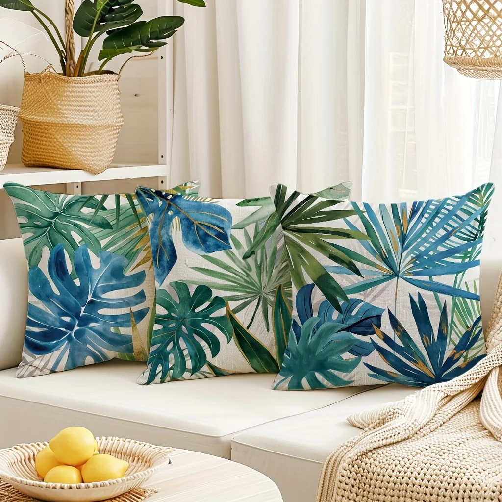1/4pcs Tropical Leaf Patterned Pillowcases Sofa cushion cover home bedroom room decoration