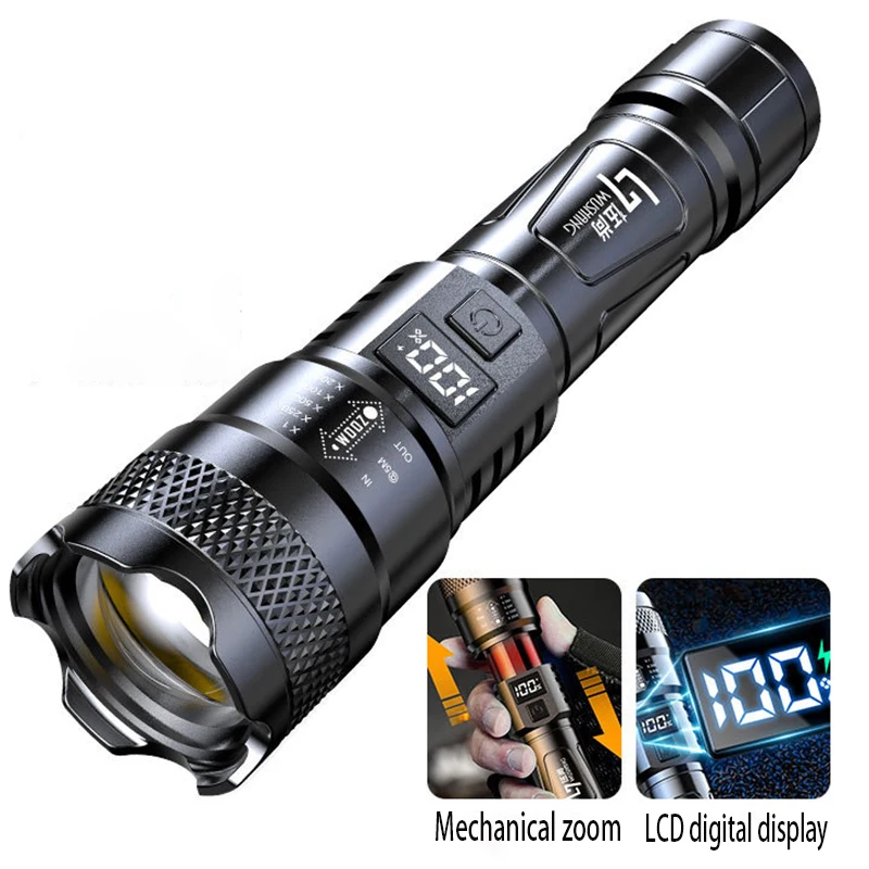 LED Ultra Powerful 18650 Flashlight Waterproof Lamp USB Rechargeable High Power Tactical Flashlights Telescopic Zoom Lantern