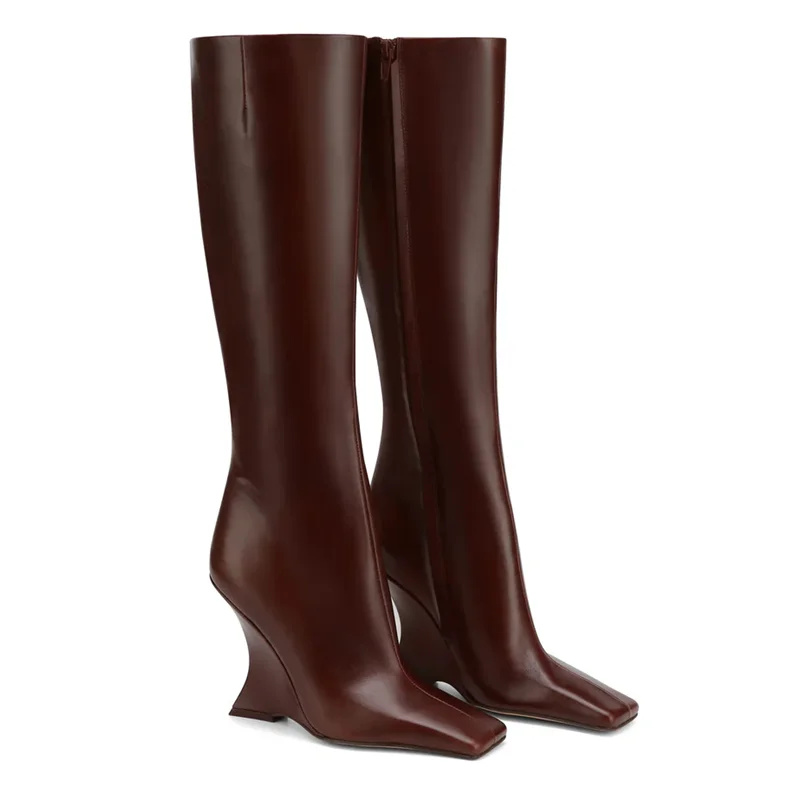 

Strange Style Square Toe Leather Long Boots Sexy Square Toe Solid Accept Customized New Arrivals Fashion Women Boots