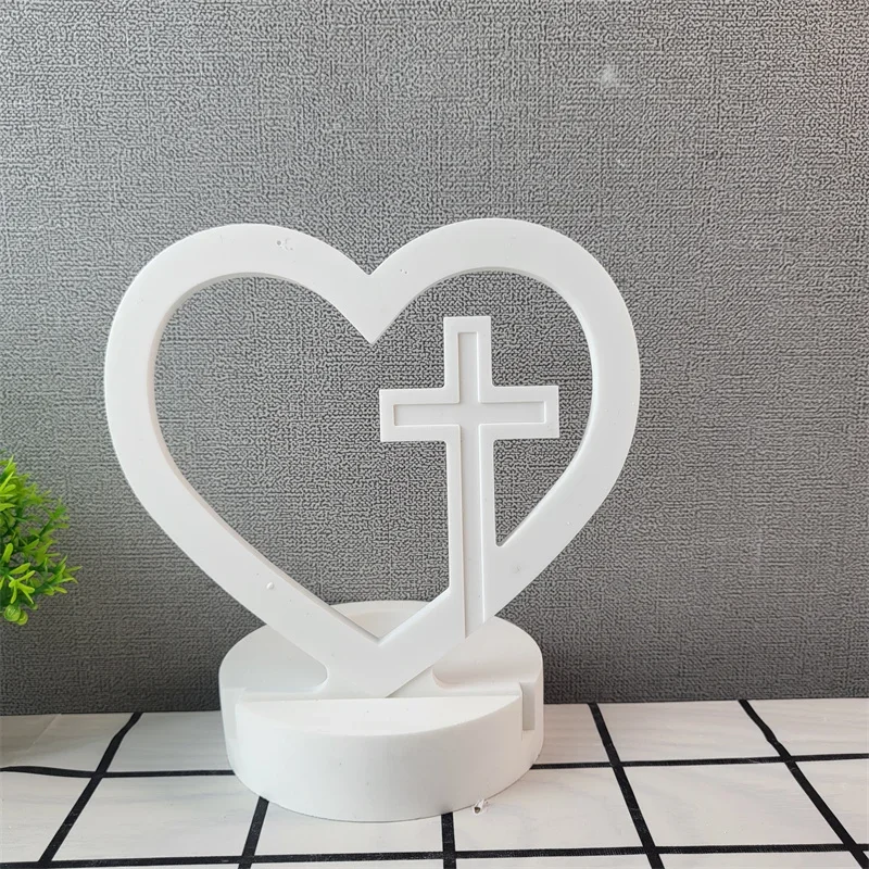 Easter Love Cross Candle Holder Silicone Mold DIY Kitchen Baking Resin Mold Home Decoration