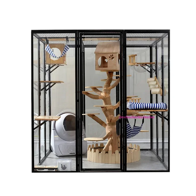 

Cat Cage House Outdoor Three Story Large Cat Villa Multi Door And Window Folding Pet Cat Cage