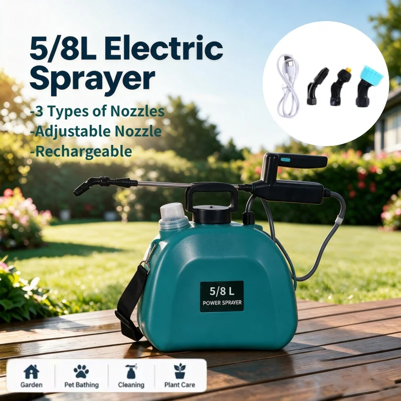 5/8L High Power Electric Sprayer Atomization Watering Can Portable Bottle Sprinkler For Plant Watering,Agricultural Disinfection