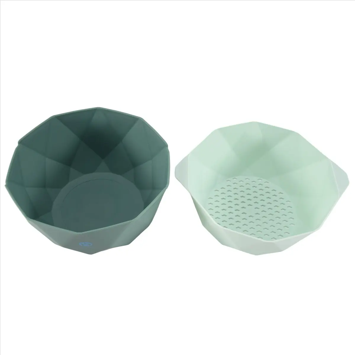 【ELEVATE LIFE】Vegetables Washing Basket Double-Layer Kitchen Drain Basket Household Fruit Basin Storage Tool ,Green ABDD
