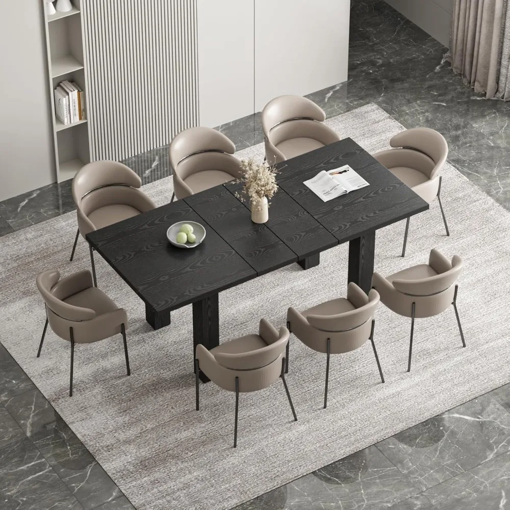 Extendable Dining Table for 6-10 Person, 55'' to 78'' Modern Expandable Dining Room Table, Rectangle Farmhouse Conference Kitche