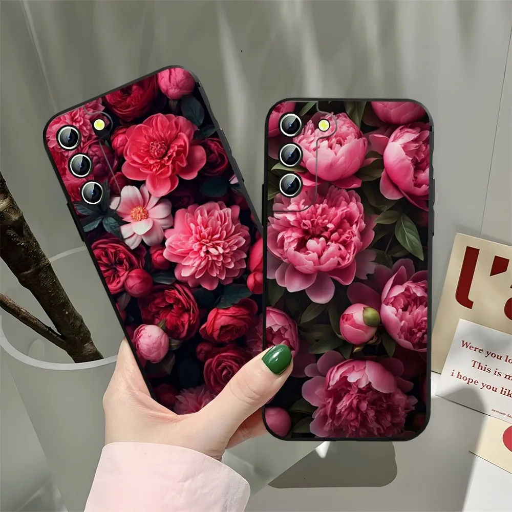 

Pink Peony Flower On The Phone Case for Samsung Galaxy S23 S22 S24 S20 S21 Ultra Fe Plus A34 A54 A24 A52 A53 M54 Cover