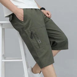 Plus Size Men's Casual Cargo Shorts Relaxed Fit Capri Pants Zipper Pocket 6XL Quick Drying Below Knee Shorts