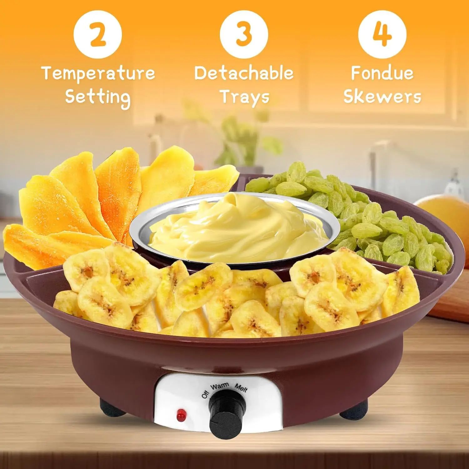 Electric Chocolate Maker Lightweight Diy Melting Fondue Butter Melting Heating Set Detachable Tray And 2 Forks Party Supplies