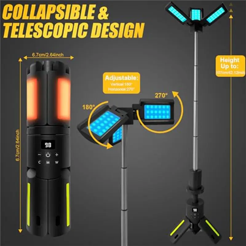 فانوس تخييم ABFI للأماكن الخارجية والمشي لمسافات طويلة مع بطارية 14000 مللي أمبير في الساعة، ضوء تصغير 6000LM، مغناطيسي، مقاوم للماء متعدد الأوضاع