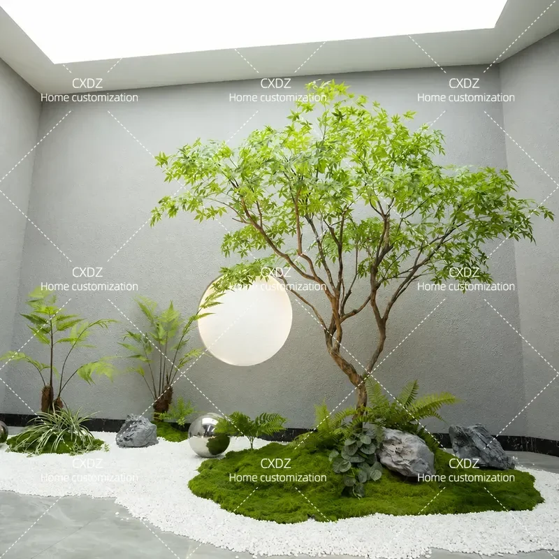 Large Simulation Green Maple Tree Artificial Fake Plant for Indoor Outdoor Decoration Landscaping Home Garden Decor
