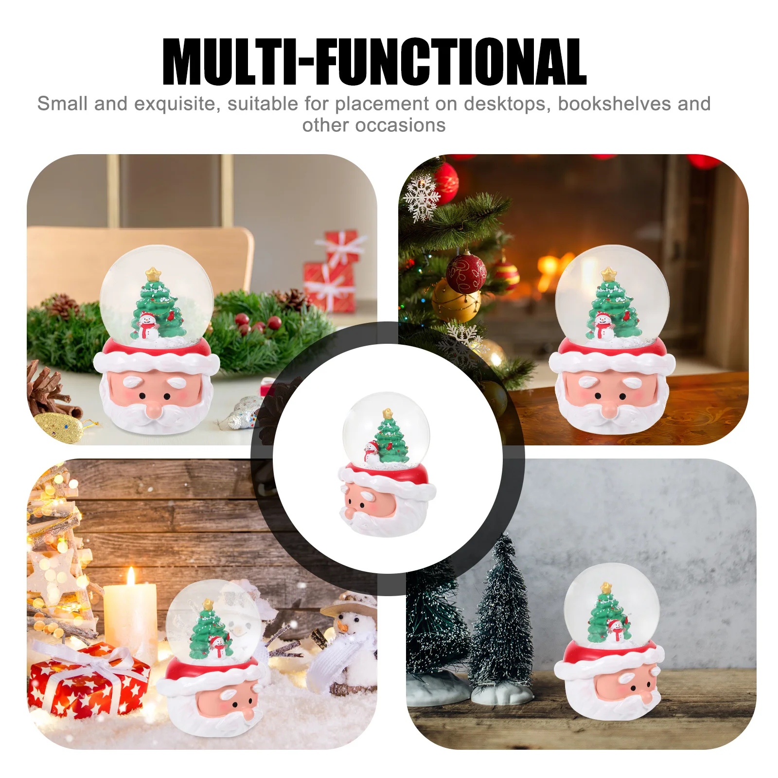 

Christmas Globe Resin Crystal Ball Decor Adorable Mini Xmas Ornament for Desktop Home Holiday Party Decoration Festive Indoor