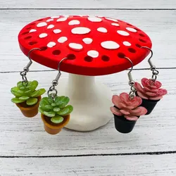 Creative Succulent Plant Pendant Dangle Earrings Simulated Plant Resin Accessories Handmade Jewelry Eardrop Gardener Gift