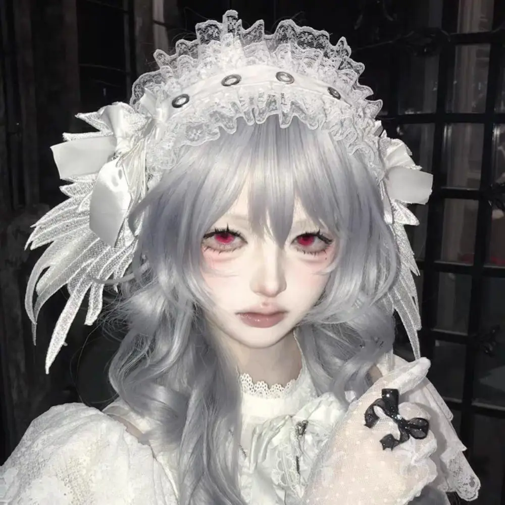 

Cool Punk Lolita Headband Anime Cute Cartoon JK Headband Y2K Headwear Angel Wing Black White Headband Coser Hair Accessories