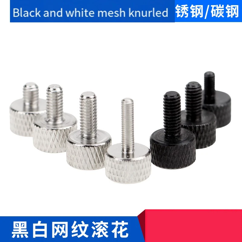 1~15Pcs Knurled Thumb Screw M2.5 Carbon Steel Cylindrical Flat Head Hand Tighten Adjust Screw For DIY/Lens/Caliper Etc