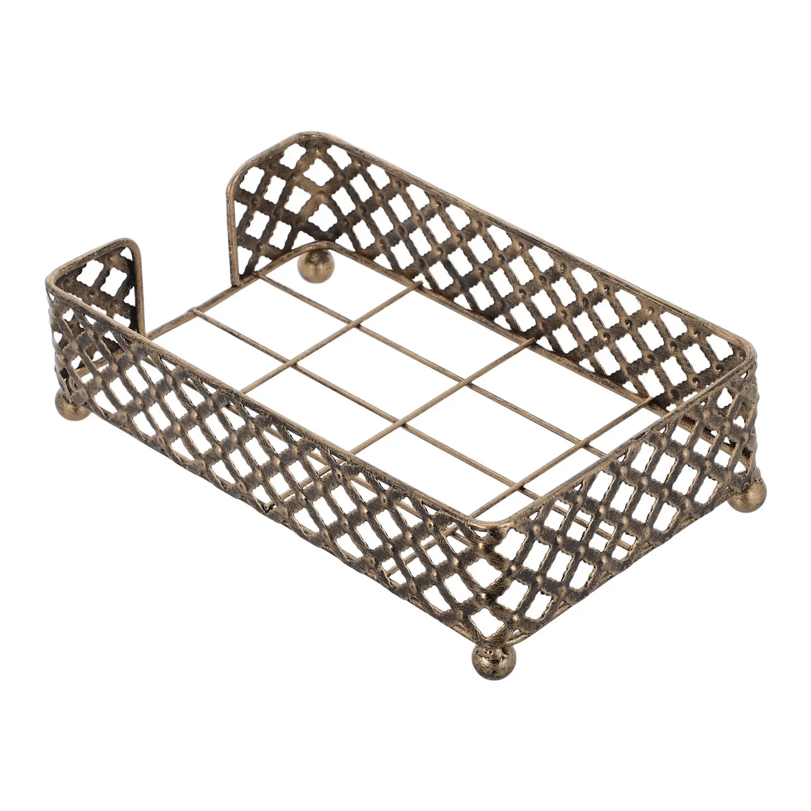 

9 Inch Retro Iron Paper Box Bathroom Towel Tray Hand Tissue Holder Countertop Dispenser Golden Guest Towels Decorative