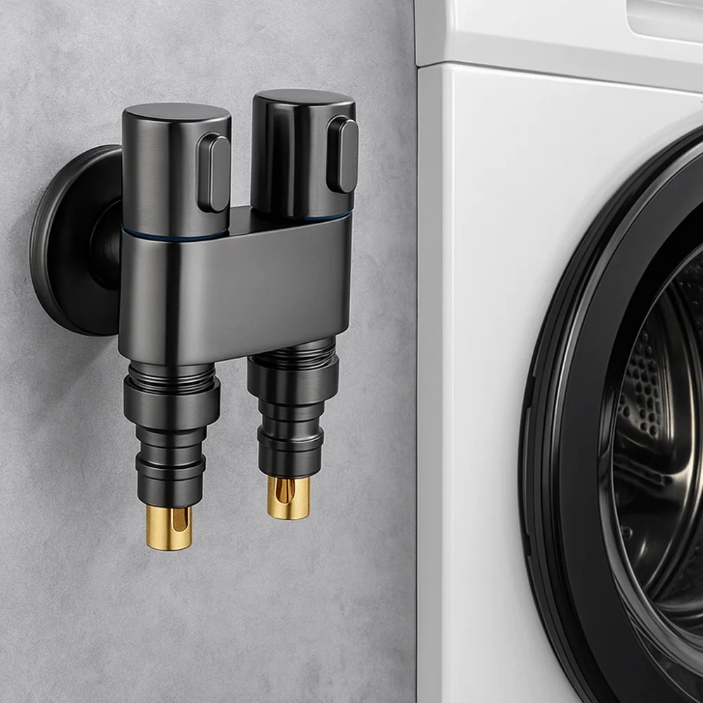 

Смеситель для стиральной машины с двойным управлением, автоматический запор воды, герметичный кран, запорный клапан для воды, один в два, латунный угловой клапан
