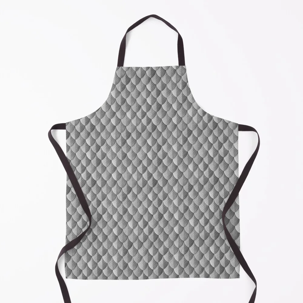 

Medieval Armor - Dragon Scales Feather Pattern - Silver Apron New year's Smock for hairdressing Men gift Apron