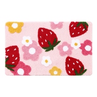 Pink Bathroom Rugs Cute Strawberry Bath Mat Bathroom Accessories Machine Washable Bath Rug Soft Carpet Easy Install