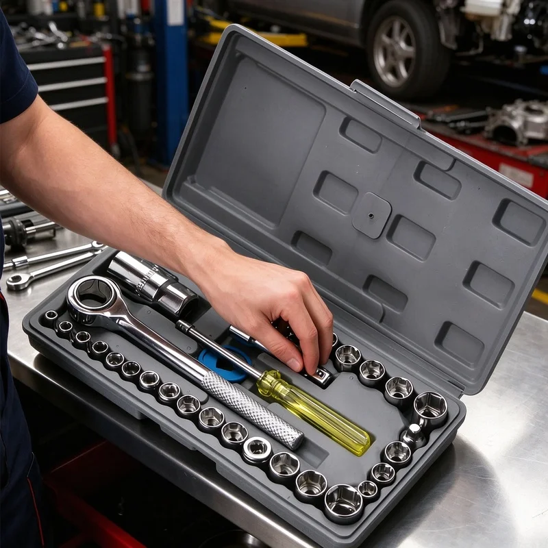 40Pcs Socket Wrench Set Ratchet Spanner Kit Portable Hand Tools for Auto Repair Garage Household DIY
