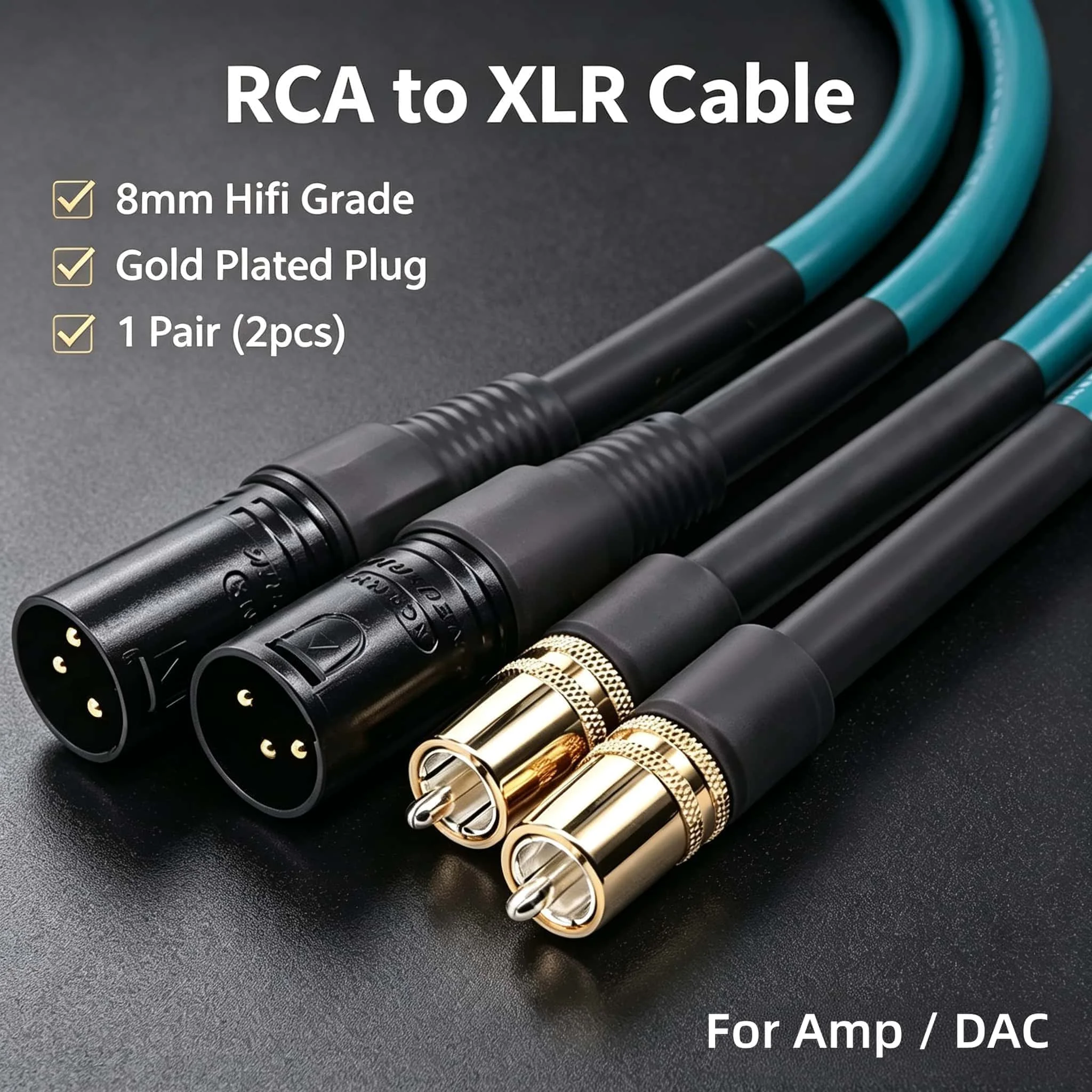 RCA to XLR Balanced Interconnect Cable 1 Pair XLR to RCA Unbalanced to Balanced HiFi Cord for Amplifier DAC CD 0.5m-3m