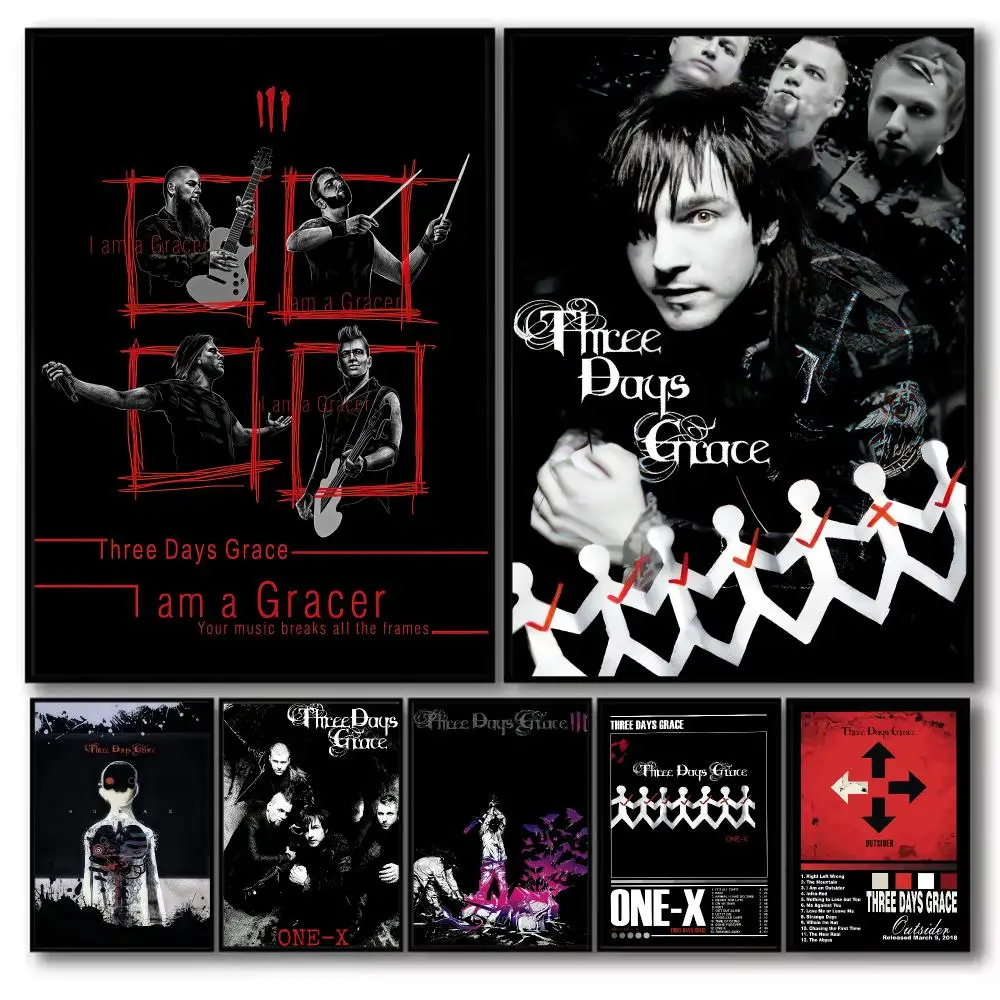 Rock Band T-Three Days G-Grace Poster Stickers Self-Adhesive Painting Mural Decor Wall Decals for Bedroom Living Room Home Gift