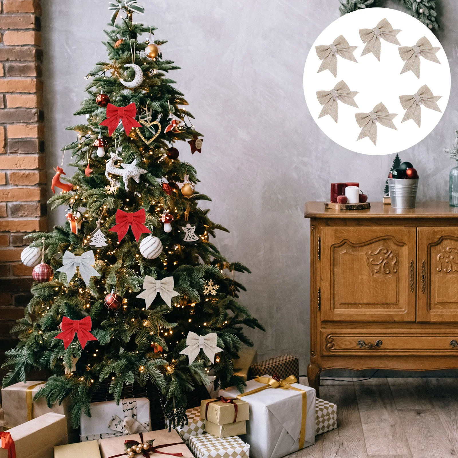 

6Pcs Xmas Bow Christmas Tree Decorations Hanging Pendants Xmas Ornaments for Home Tree Decorations Hanging Pendants