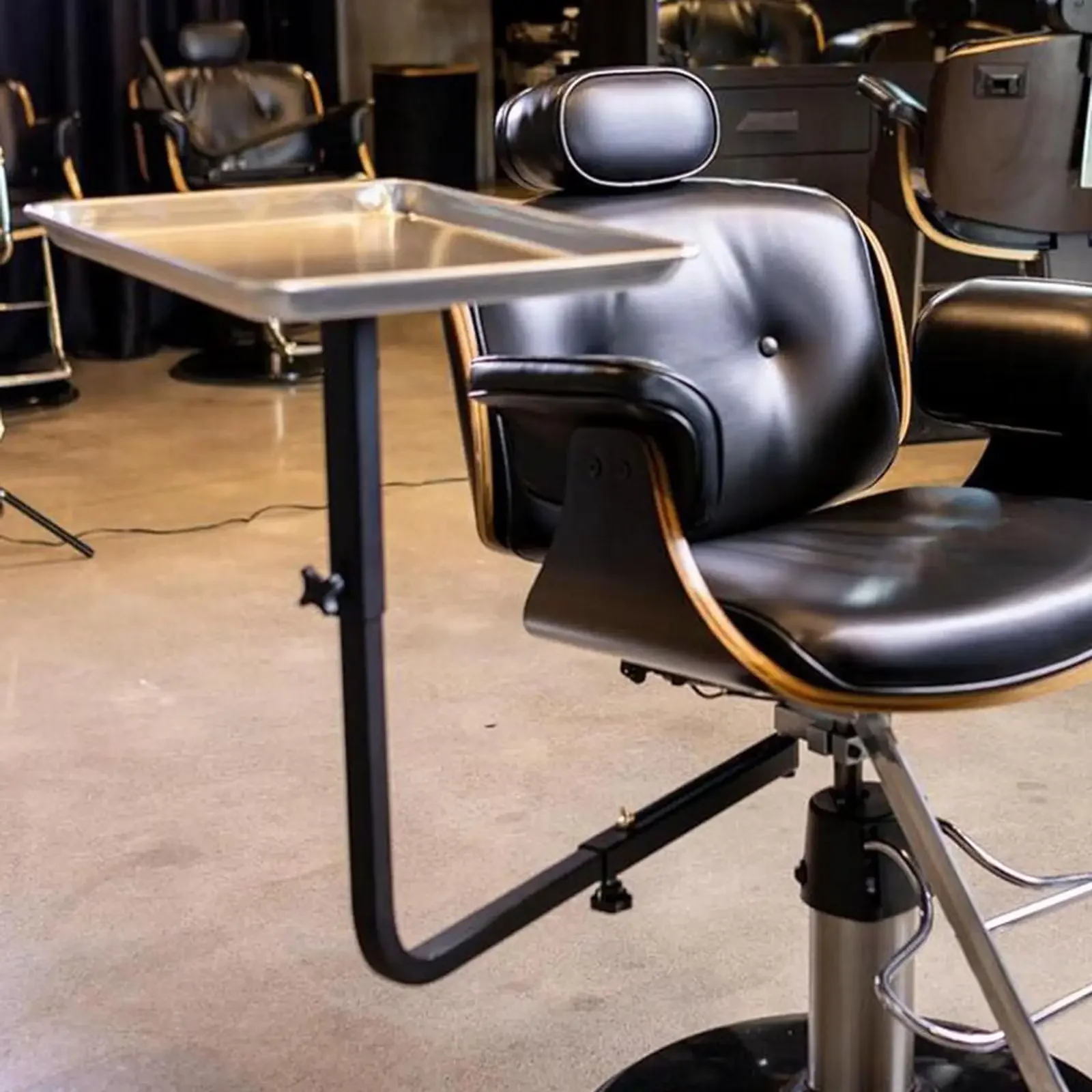 

Customizable Barber Chair Tray Set Metal Adjustable Height Hairdressing Tools Accessory for Salon Barber Chair