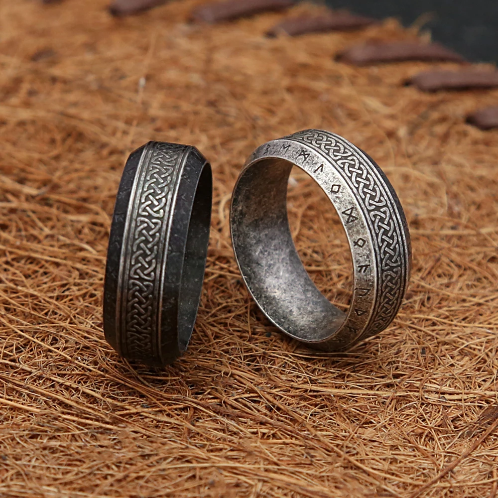 Fashion Vintage Simple Viking Rune Ring for Men Women Stainless Steel Nordic Celtic Knot Rings Couple Amulet Jewelry Wholesale