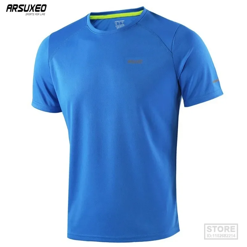 

ARSUXEO Summer Men's Running Shirts Short Sleeves Sports Jersey Training Gym Crossfit Fitness Dry Fit T Shirt Clothing t1602