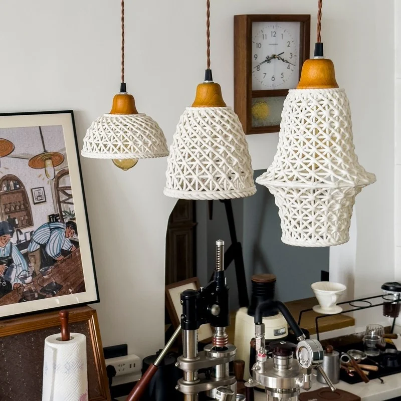 IWHD Nordic Minimalism LED Pendant Light Cafe Bar Loft Kitchen Bedroom Kitchen Dining Living Room White Ceramic Hanging Lamp - Image 4
