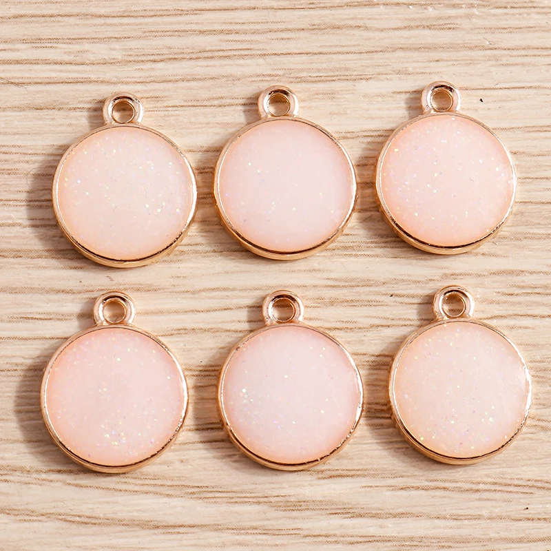 Tusember 20 Stück bunte Anhänger, niedliche runde glänzende Glitzer-Charms für DIY-Ohrringe, Halsketten, Schmuckzubehör und Schmuckfertigkeiten – Detail 3