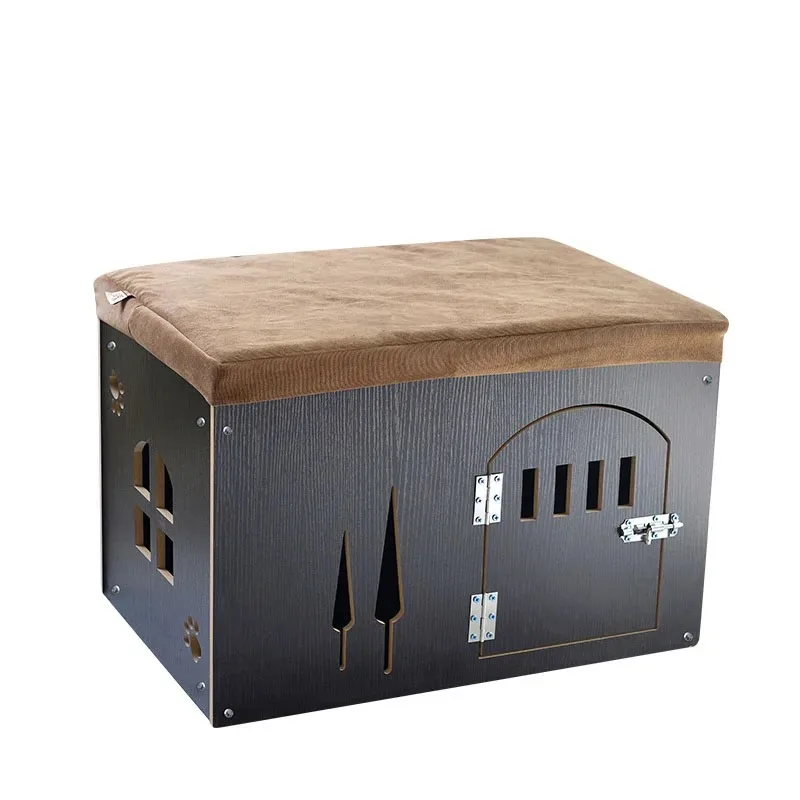 

Indoor Modern Luxury Wooden Pet Villa Kennel Portable Cat Dog House With Door