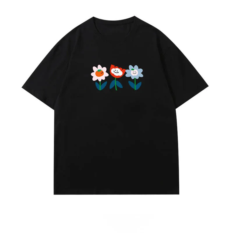

Japanese pure cotton short-sleeved t-shirt womens summer tide Korean version round neck printing loose half-sleeve