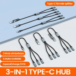 3 in 1 Type C Hub USB Hub USB C/USB To Type C Cable Multi USB Type C Splitter Ports Hub OTG High Speed For PC Laptop Phone