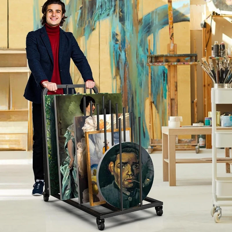 Metal Art Storage Rack Artboard Display Stand Drawing Board Storage Cart Multi-functional Organization Furniture Accessories