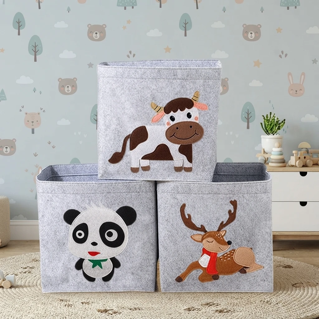 Felt Storage Basket Fabric Storage Box Household Clothing Storage Bag Storage Basket Children's Toys Dirty Clothes Bucket