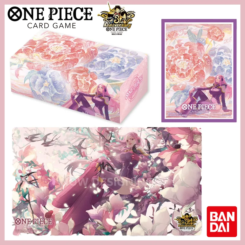 Официальный набор Bandai One Piece Card Game к 3-летнему юбилею (китайская версия): протекторы для карт + коробка для колоды + игровой коврик, коллекционный аниме-подарок, игрушка