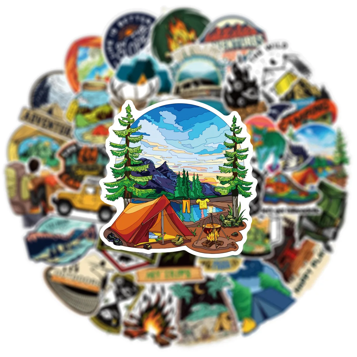 10/30/50pcs Forest Camping Hiking Outdoor Stickers Travel Scenery Decals Suitcase Luggage Scrapbook Waterproof Graffiti Sticker