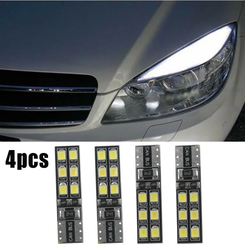 4szt Żarówki LED do brwi i powiek T10-12SMD-2835 Bezbłędne do LED Mercedes-Benz W204 C300 C350 Oświetlenie Akcesoria samochodowe