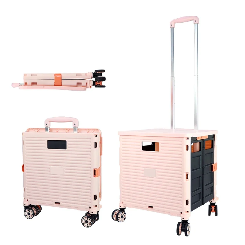 Baoyu Pink Trolly faltbare Carrito de Compras ple gable Mini Shopping Gepäckwagen