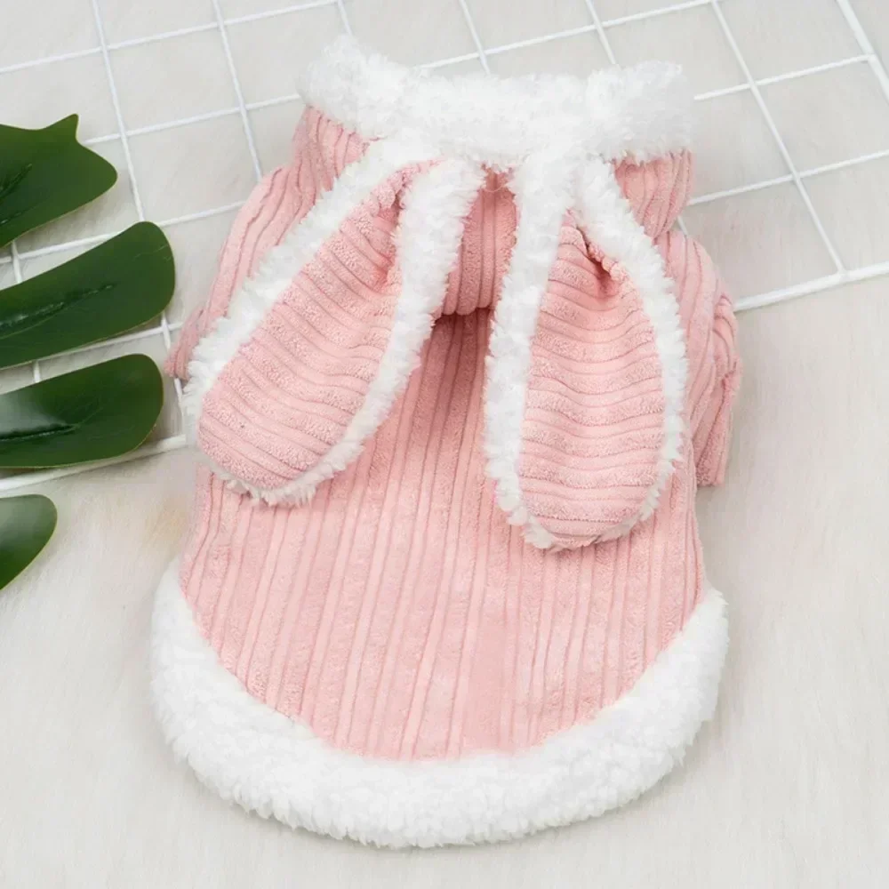 Winter Rabbit Ear Teddy Bear Dog Cat Clothes Warm Comfortable Elastic Cute Pet Coat Clothing for Small Dogs - view 4