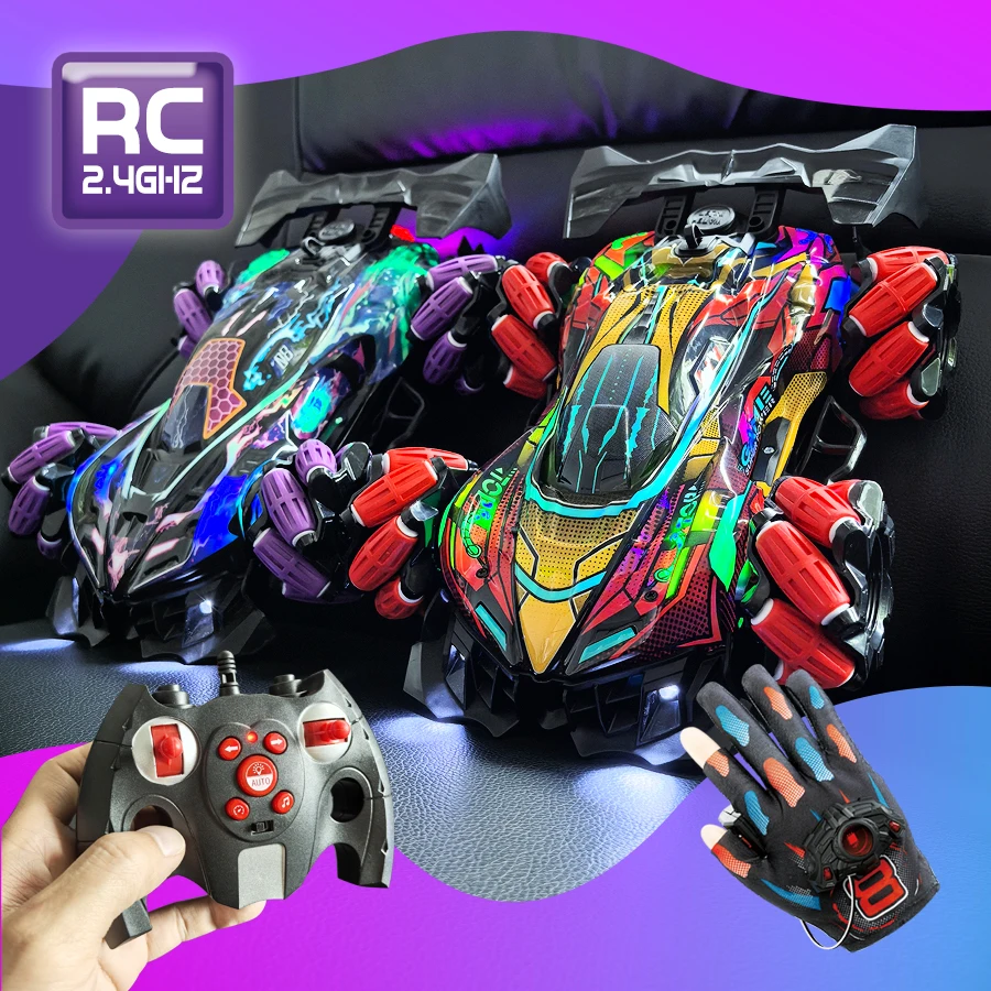 

Трюк-машина 4Wd Rc с опрыскивателем и колесами Namu, дрифт-автомобиль с дистанционным управлением 2,4 г, красочные светодиодные фонари и звук Внедорожные игрушки в подарок F