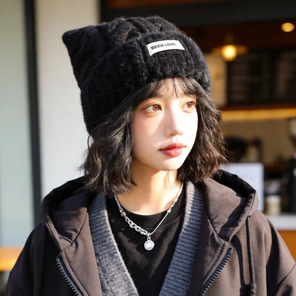 Acrylic Material Knitted Beanie Hat 56cm To 58cm Head Circumference Fleece Lined Fall Winter Beanie Hat Warm Thick