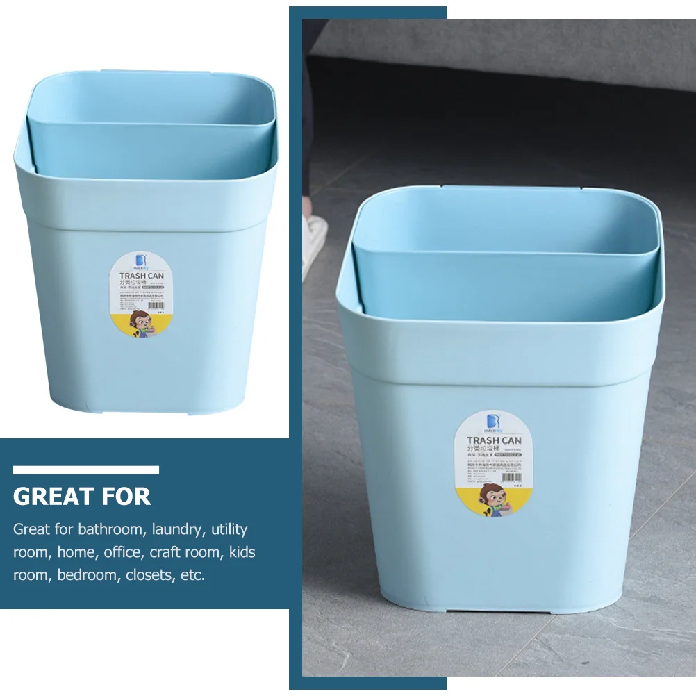 

Trash Bin for Home Sturdy Plastic Kitchen Garbage Can Bathroom Office Bedroom Dorm Room Household Waste Basket