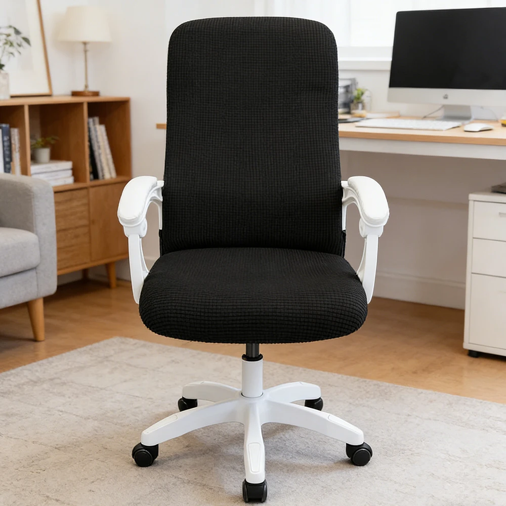 Waffle Jacquard Office Chair Cover Universal Stretchy Slipcover Washable Cover for Rotating Desk Computer Boss Gaming Chairs