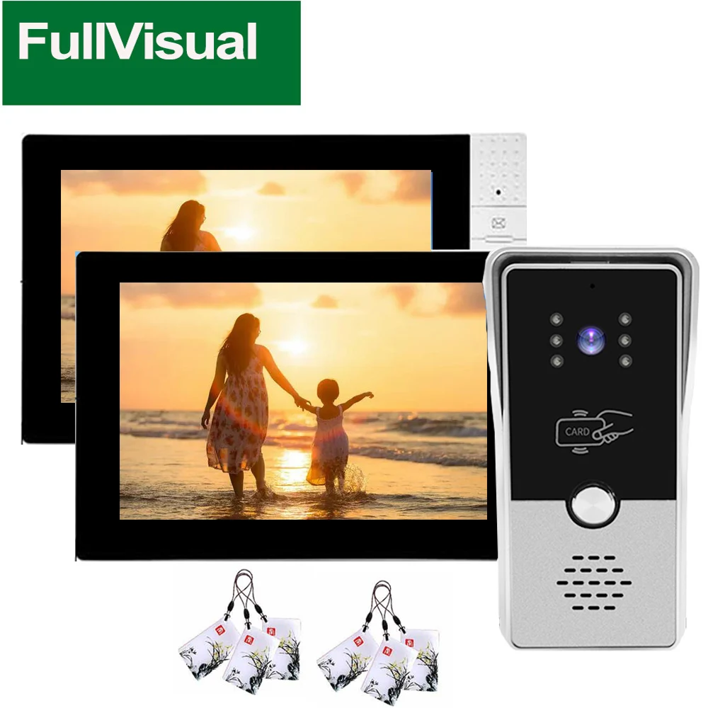 

Fullvisual 7 Inch Wired Video Door Phone System RFID Video Door Intercom Doorbell with Camera Multiple System Unlock Talk